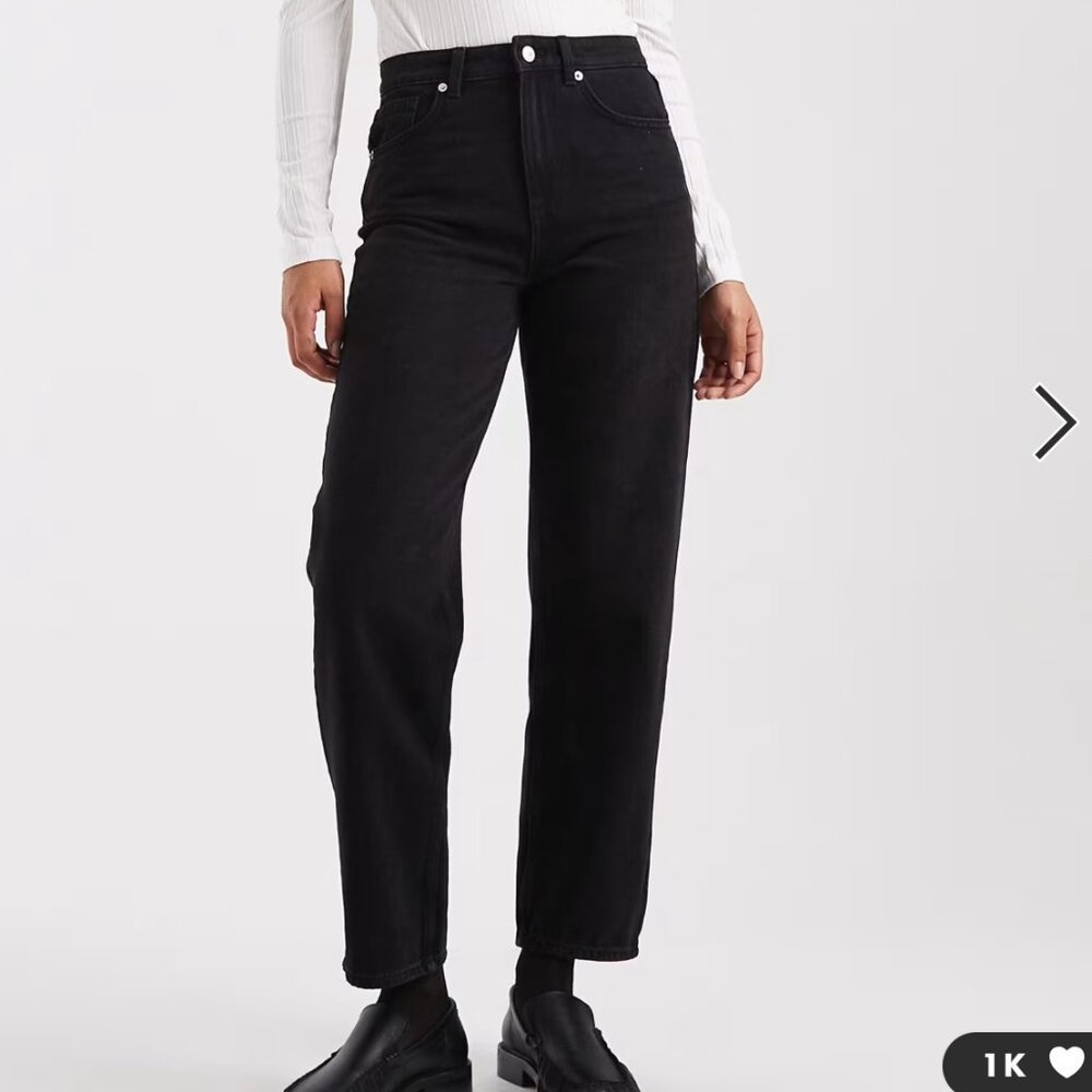 ONLY Robbie high waist straight leg jeans in washed black - size 31